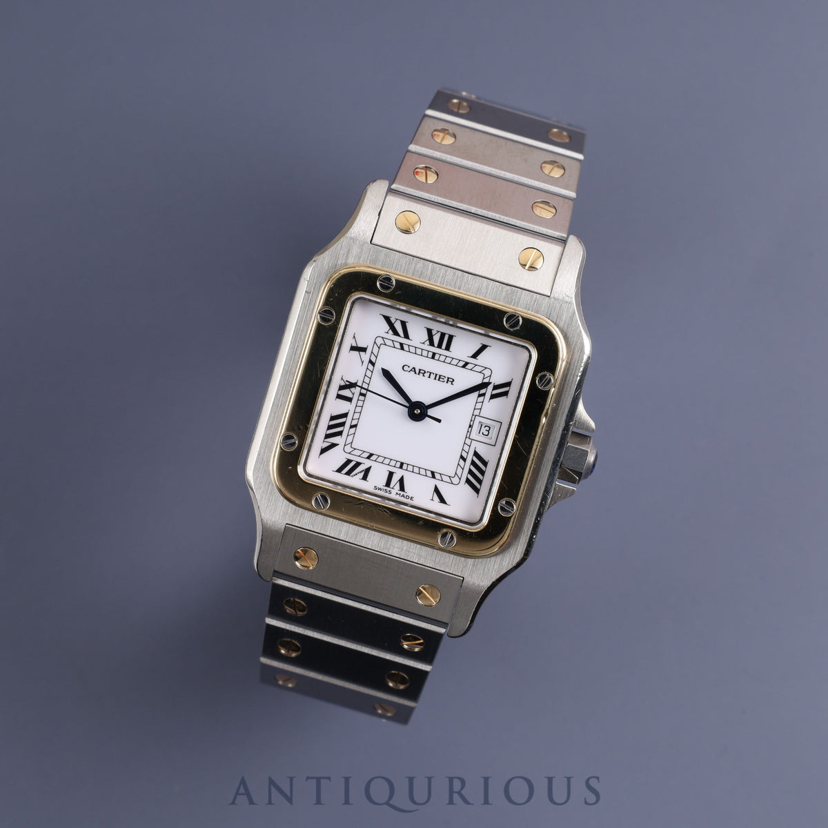 Cartier Santos Carre LM AC 23.80g Automatic Stainless Steel/Yellow Gold Watch with White Dial. Complete Cartier Boutique Service.