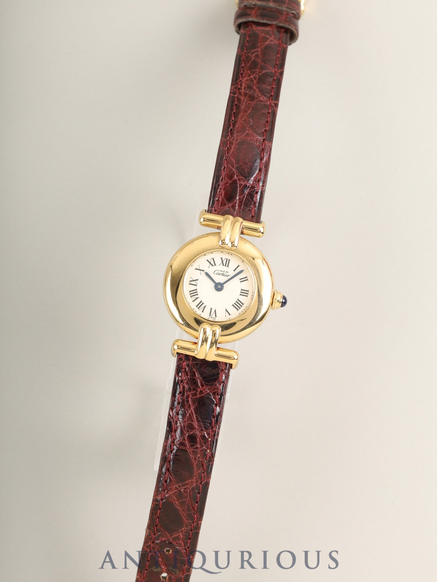 Cartier Must Colisée 590002 Quartz Cal.90 SV925 Original Leather Strap Original Pin Buckle (GP) Ivory Roman Dial (SWISS marking) Box Overhauled