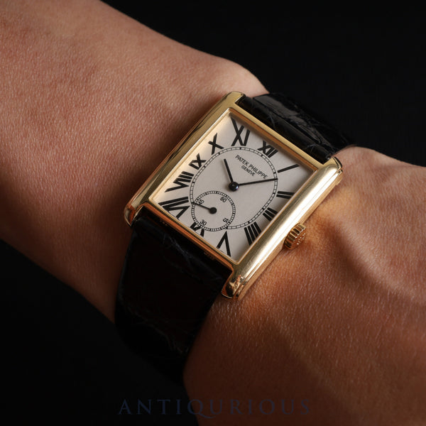 パテック・フィリップ ゴンドーロ 5014J 手巻き Cal.215 750 革 純正尾錠（750） ホワイトアラビア文字盤 27×35mm 箱 ケース オーバーホール済み