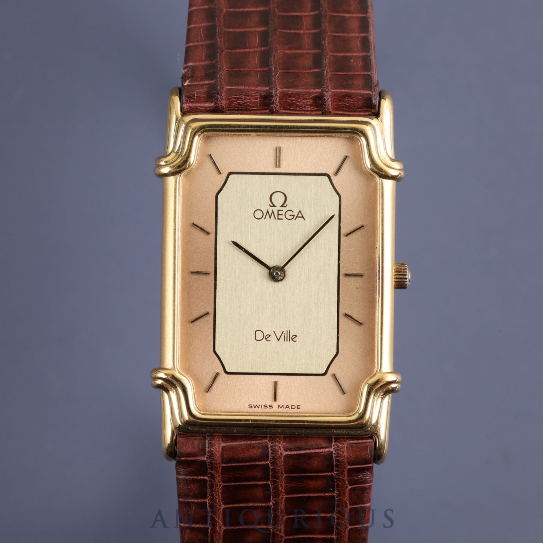 Omega De Ville 19102300 Quartz Cal.279 001/ 1455 GP Leather Genuine Buckle (GP) Gold Dial Box Overhauled