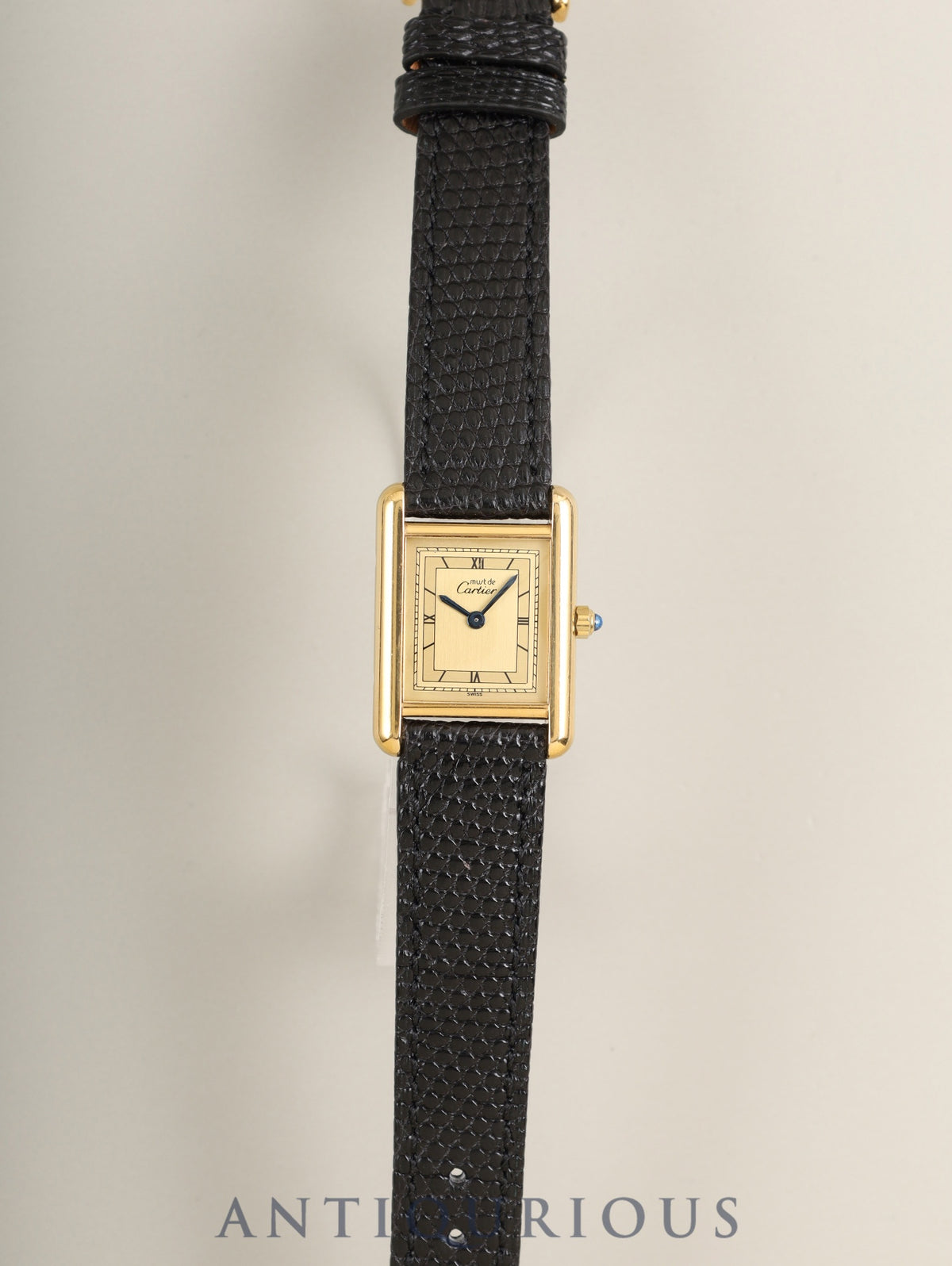 Cartier Must Tank SM 84918723 / 3 66001 Quartz Cal.66 SV925 Leather Genuine Pin Buckle (GP) Champagne Dial with Exploding Roman Numerals (SWISS表記) Overhauled