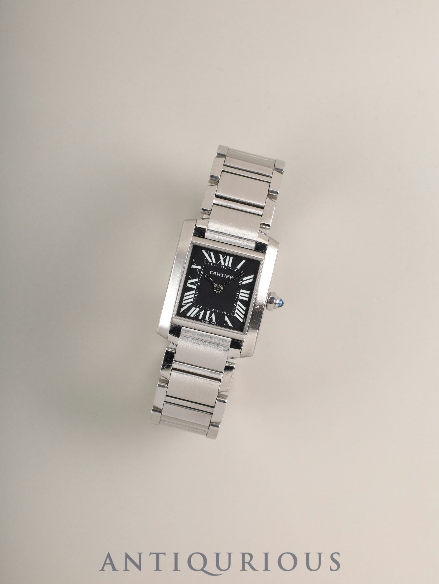 カルティエ タンクフランセーズ SM W51026Q3 / 2384 クォーツ Cal.057 SS SS ブラック文字盤（アジア限定） オーバーホール済み