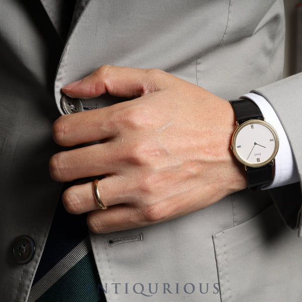 ピアジェ ラウンド 90231 手巻き Cal.9P2 YG 革 純正尾錠（750）ホワイト文字盤