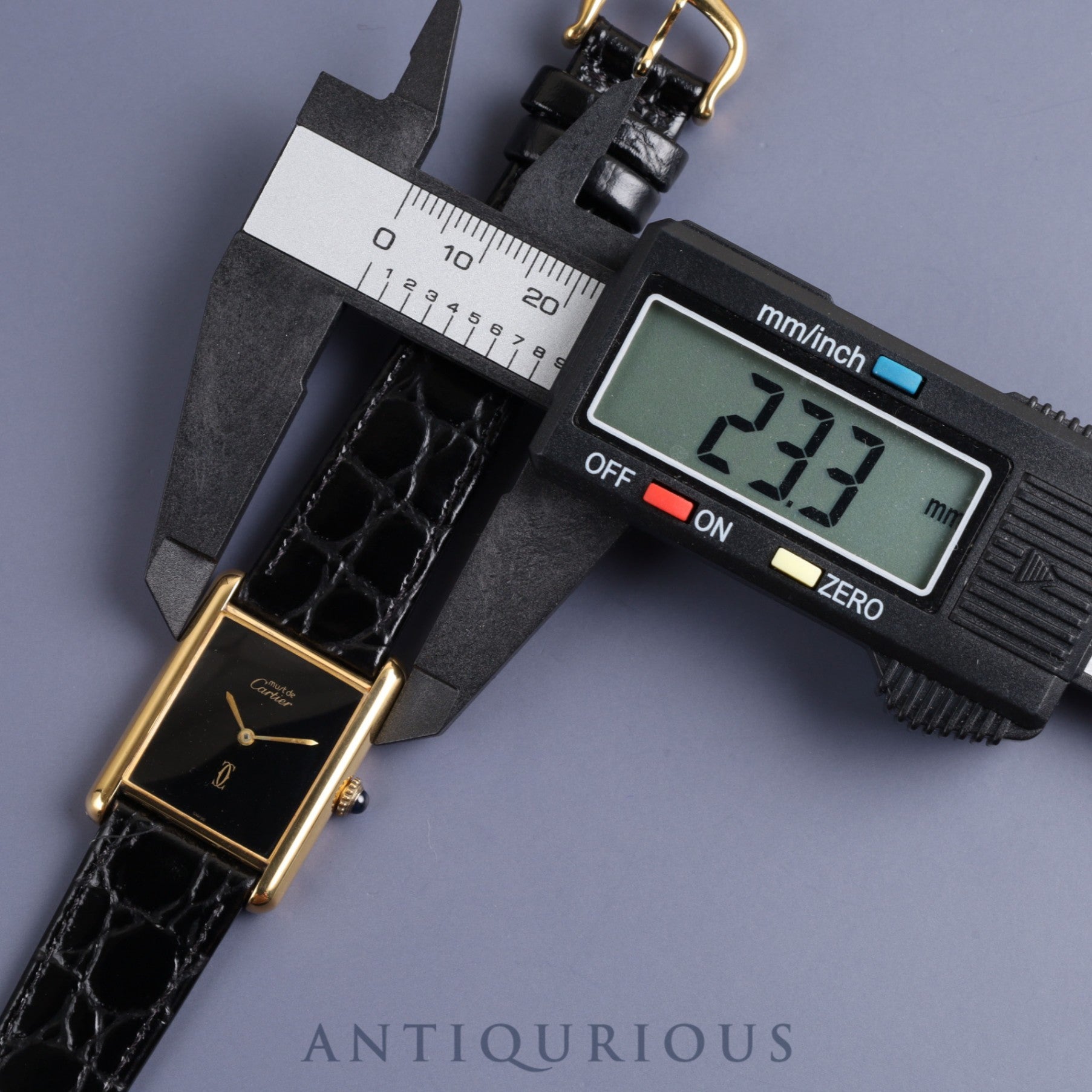 Cartier Must Tank LM Manual winding Cal.78-1 SV925 Leather Genuine buckle (GP) Onyx dial Overhauled