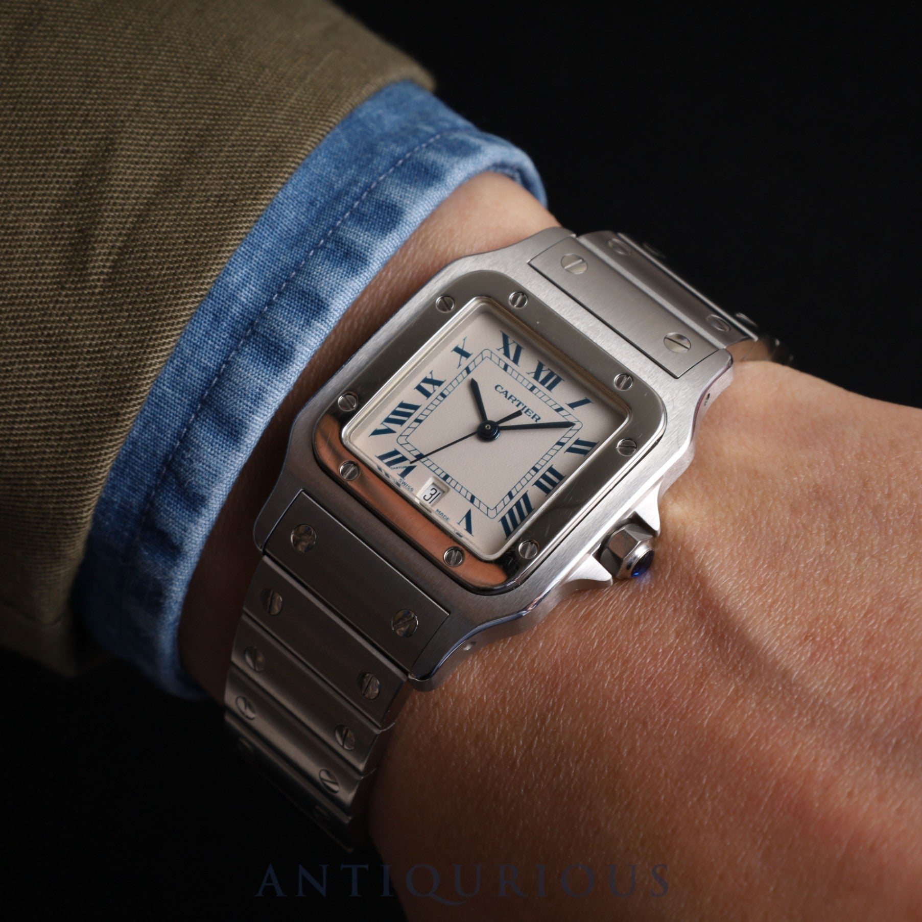 Cartier Santos Galbee LM W20018D6/1564 Quartz Cal.687 SS SS White Roman Dial Overhauled