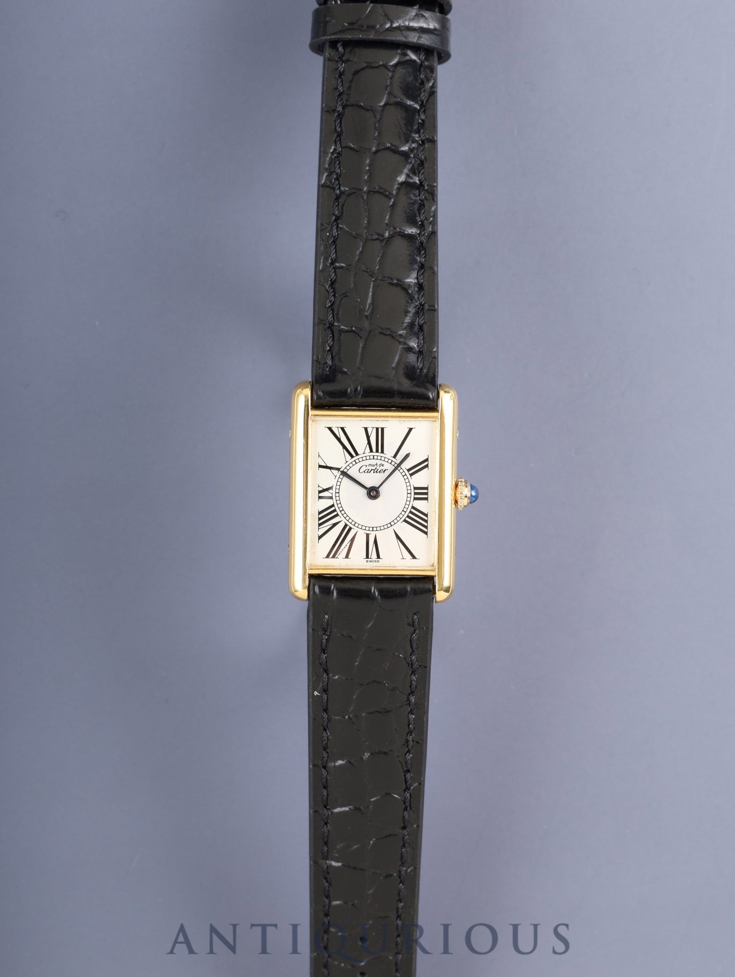 カルティエ マストタンク LM 590005 クォーツ Cal.90 SV925 革 純正ピンバックル（GP）オパラン文字盤（SWISS表記）オーバーホール済み 新品仕上げ済み