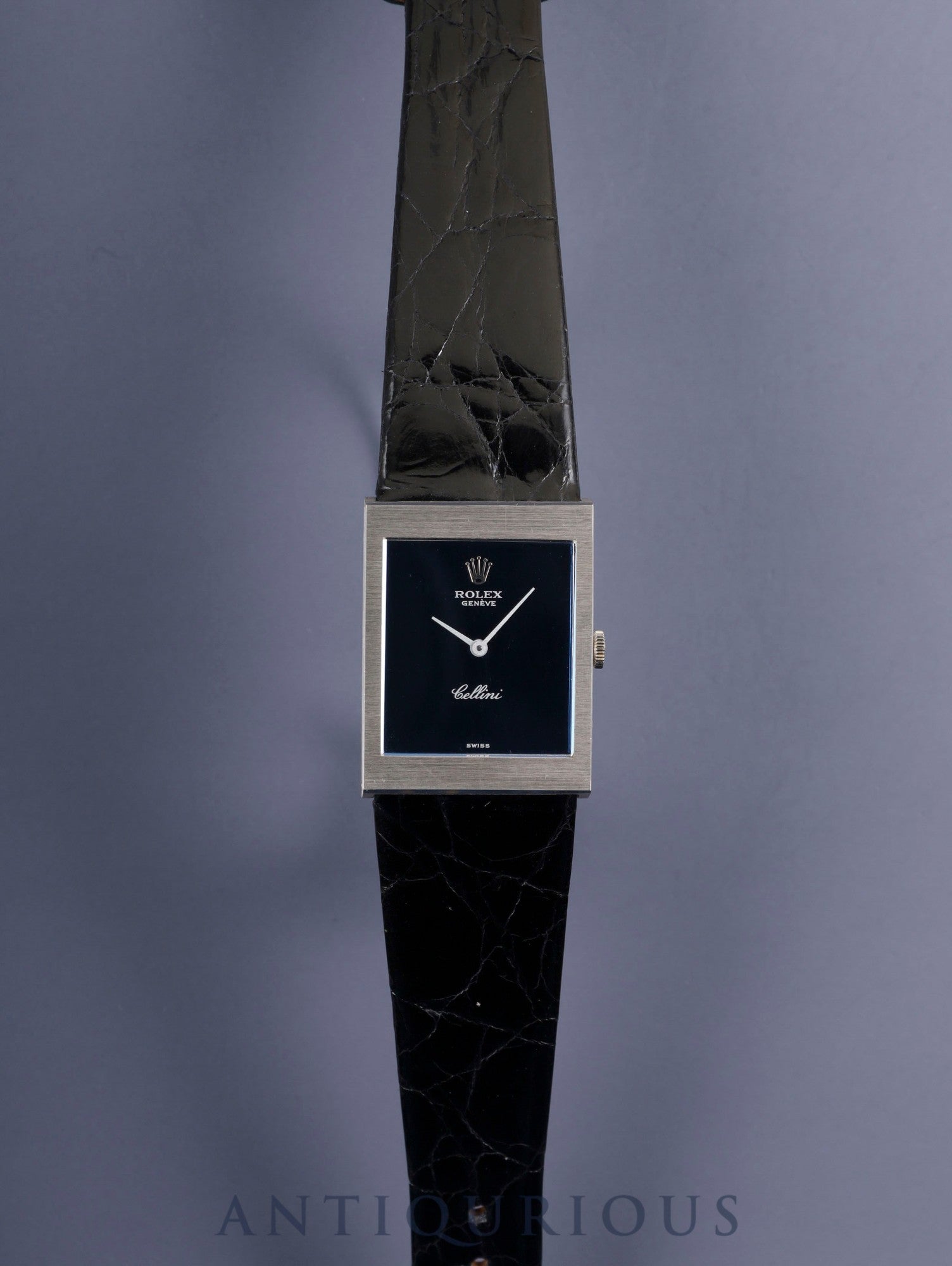 ロレックス チェリーニ 4014 手巻き Cal.1600 750WG 革 純正尾錠（GP） ブルー文字盤 35番台（1972年）オーバーホール済み