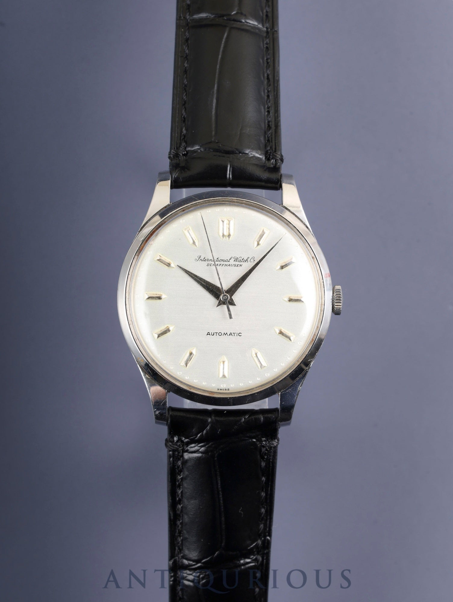 IWC Old Inter Automatic Caliber 853 Stainless Steel Leather Strap with Aftermarket Buckle (SS) Silver Dial Overhauled