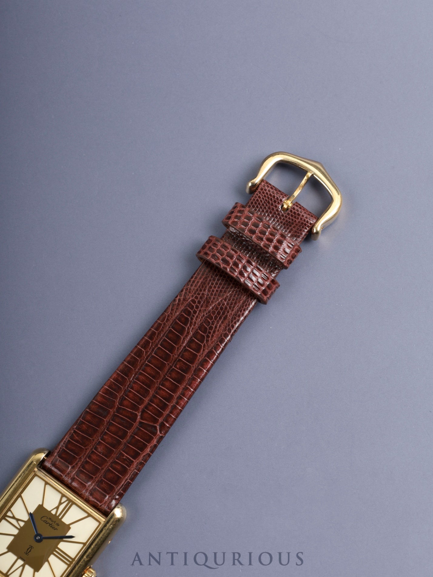 カルティエ マストタンク LM 6 81006 クォーツ SV925 革 純正尾錠（GP） クロワゾネ文字盤（SWISS表記）カルティエブティックにてコンプリートサービス済み