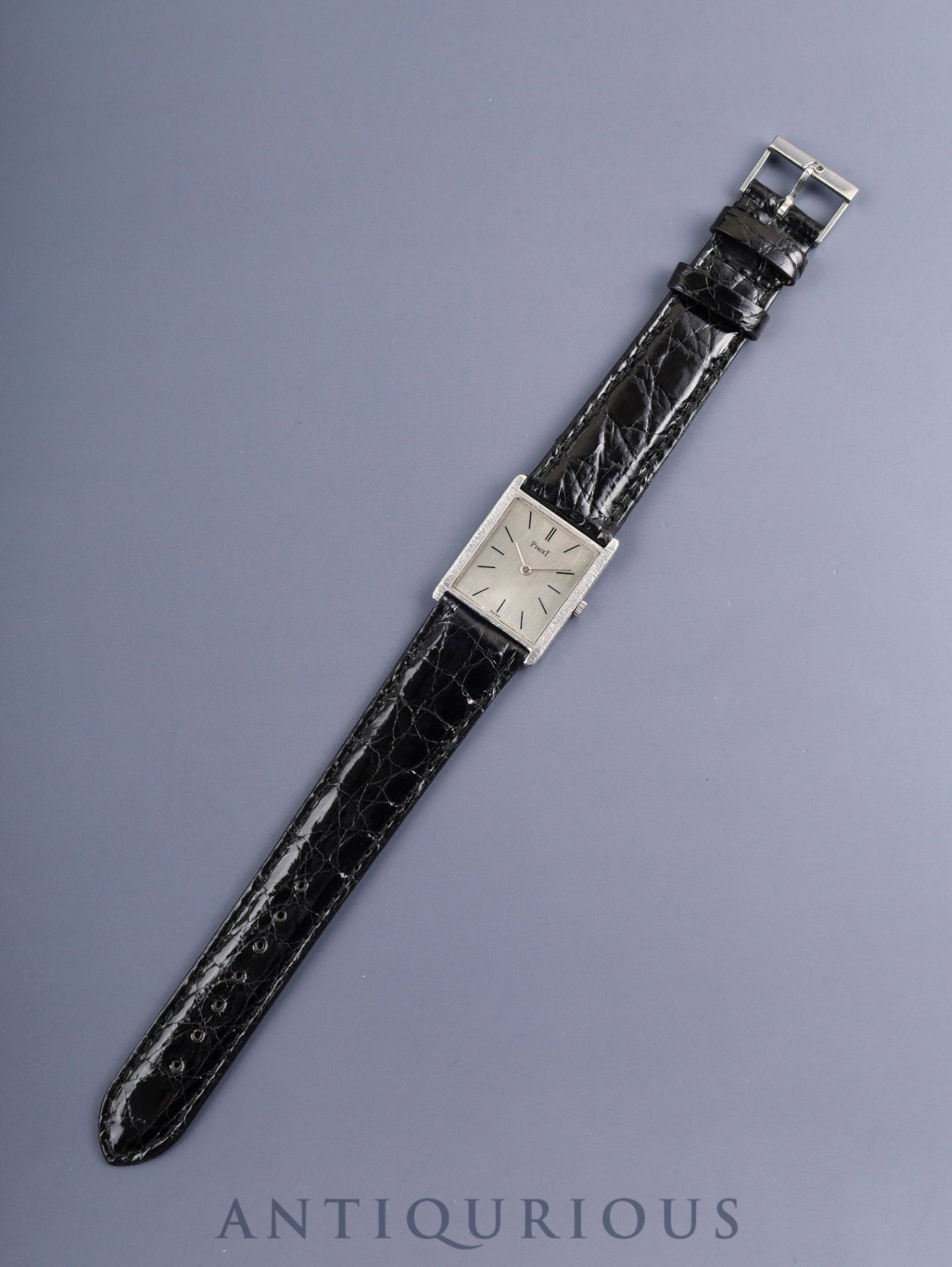 Piaget Rectangular 9294 Manual Winding Cal.9P 750WG Leather Original Pin Buckle (Pm850) Silver Dial Overhauled