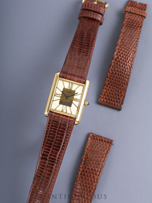 Cartier Must Tank LM 6 81006 Quartz Movement, SV925 Leather, Genuine Pin Buckle (GP), Cloisonné Dial (SWISS Marking), Completely Serviced at a Cartier Boutique