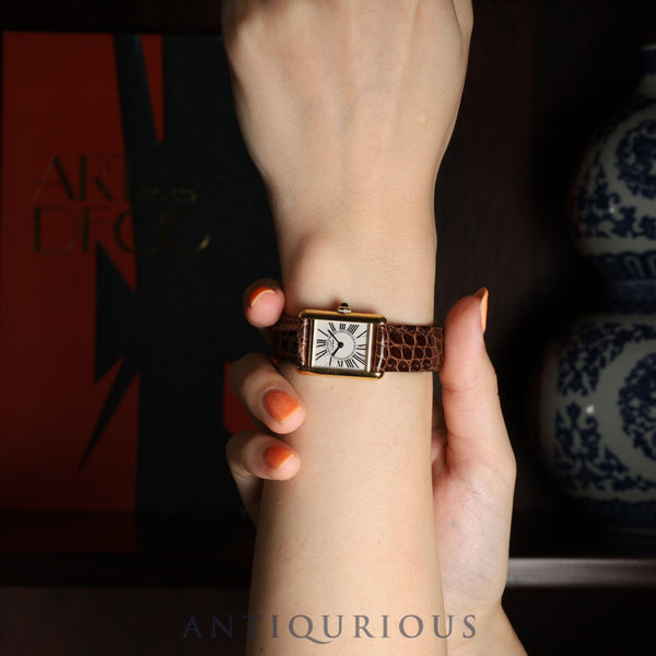 Cartier Must Tank SM W1005554 / 1613 Quartz SV925 Leather Genuine D-buckle (GP) Opalescent Dial Box Booklet Warranty Card (1996) Completely serviced (full maintenance) at a Cartier boutique