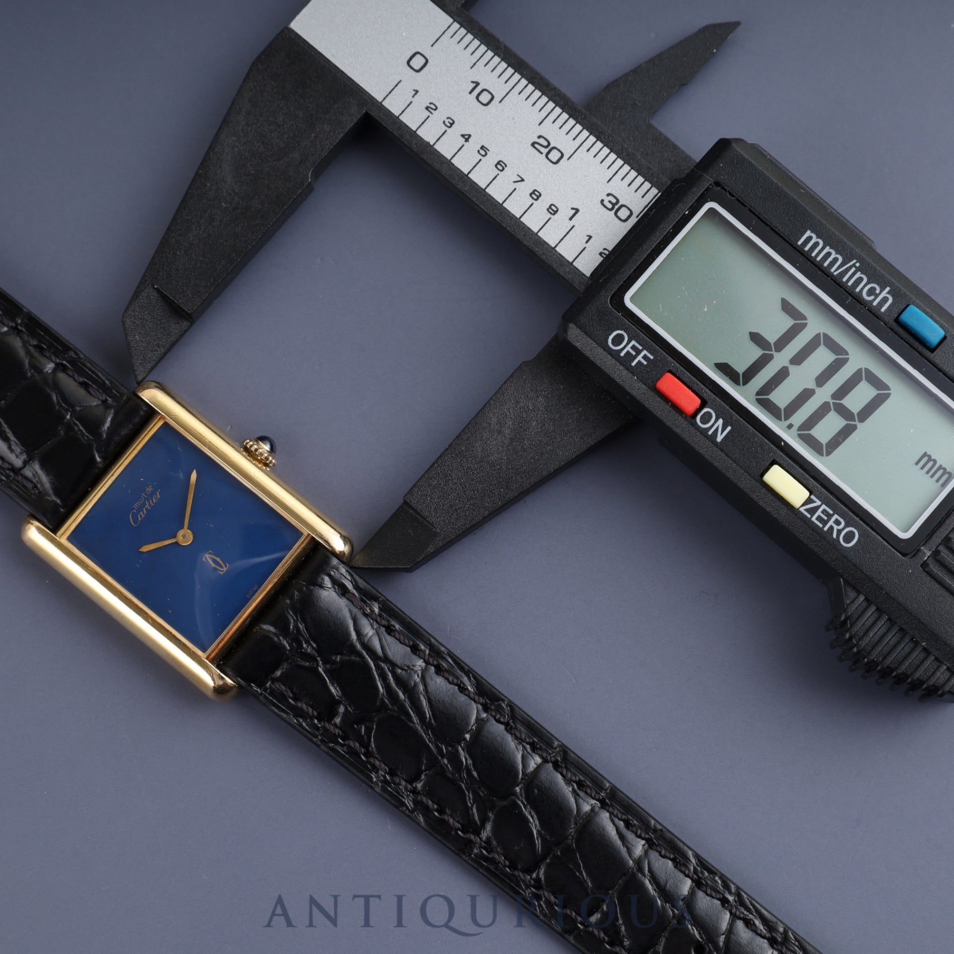 Cartier Must Tank LM Manual winding Cal.78-1 SV925 Leather Genuine buckle (GP) Lapis lazuli dial Overhauled