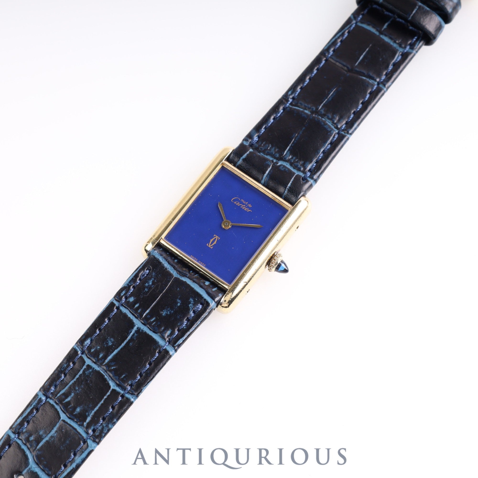 Cartier Must Tank LM Manual Winding SV925 Lapis Lazuli Dial Box Cartier Boutique Complete Service