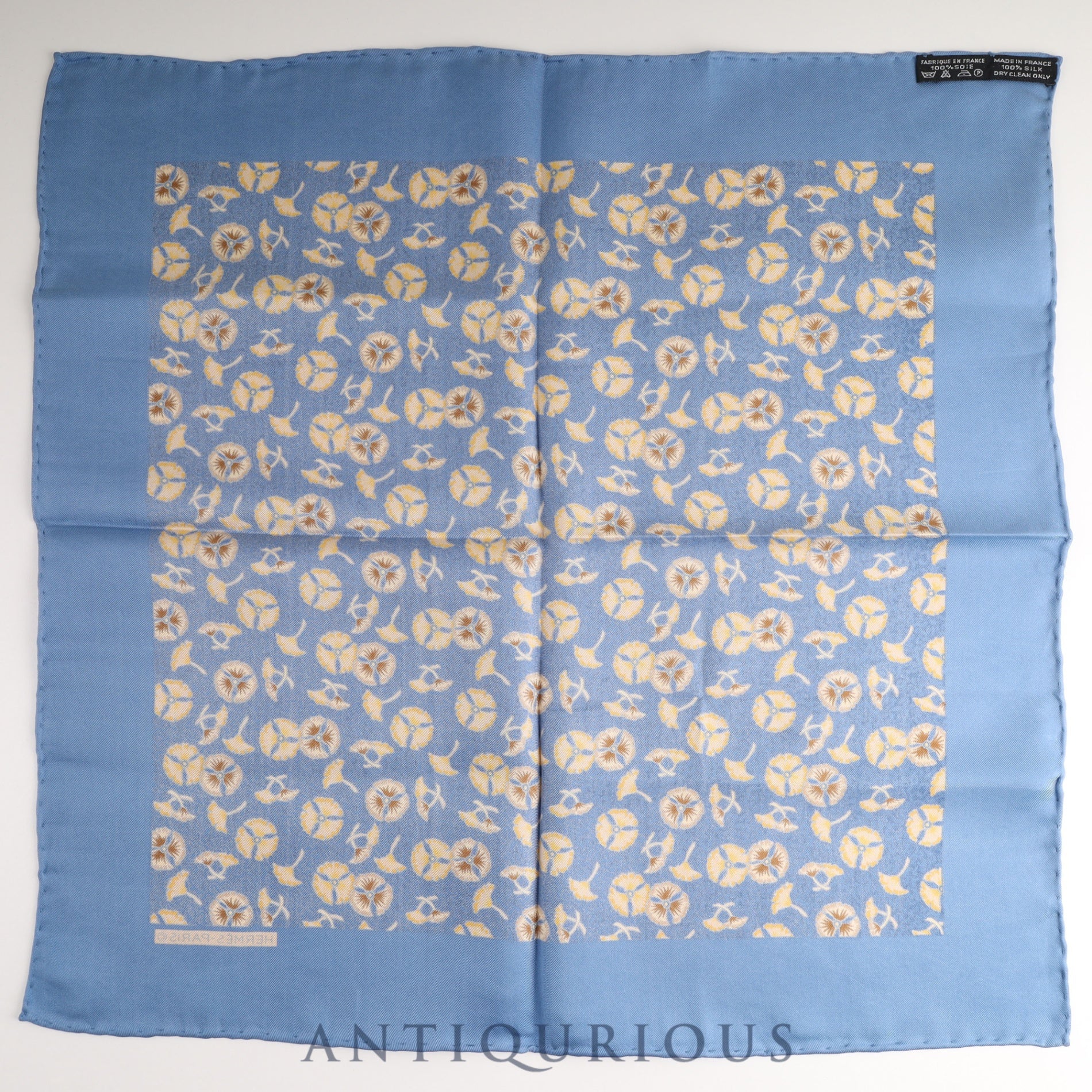 Hermes scarf Carre 45 all-over pattern blue 100% SILK