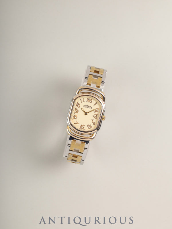 エルメス ラリー RA1.240 クォーツ Cal.976.001 SS/GP SS/GP アイボリー文字盤 オーバーホール済み