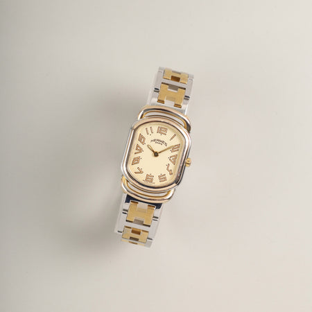 エルメス ラリー RA1.240 クォーツ Cal.976.001 SS/GP SS/GP ホワイト文字盤 オーバーホール済み