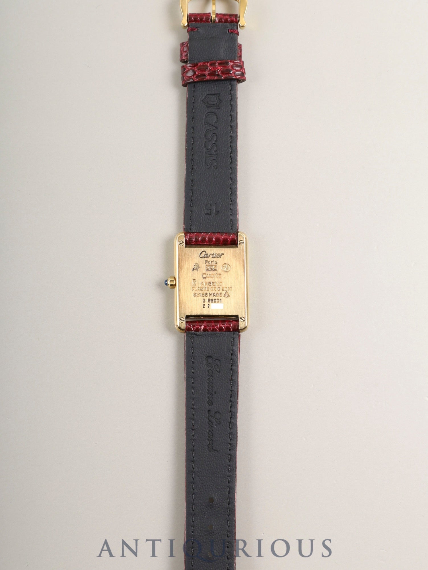 Cartier Must Tank SM 3 66001 Quartz Cal.66 SV925 Leather Original Pin Buckle (GP) Ivory Roman Dial (SWISS marking) Warranty Card (1986) with Original Leather Strap Overhauled