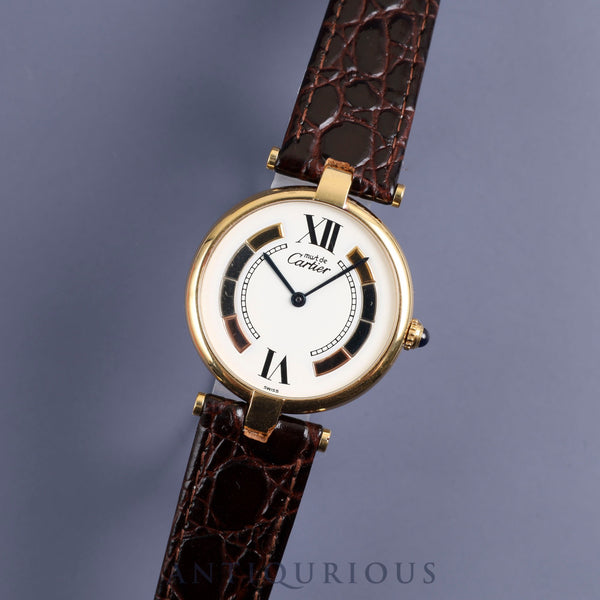Cartier Must Vendome VLC LM W1006454 / 590003 Quartz Cal.90 SV925 Leather Genuine Buckle (GP) Trinity Dial Overhauled