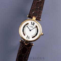 Cartier Must Vendome VLC LM W1006454 / 590003 Quartz Cal.90 SV925 Leather Genuine Buckle (GP) Trinity Dial Overhauled