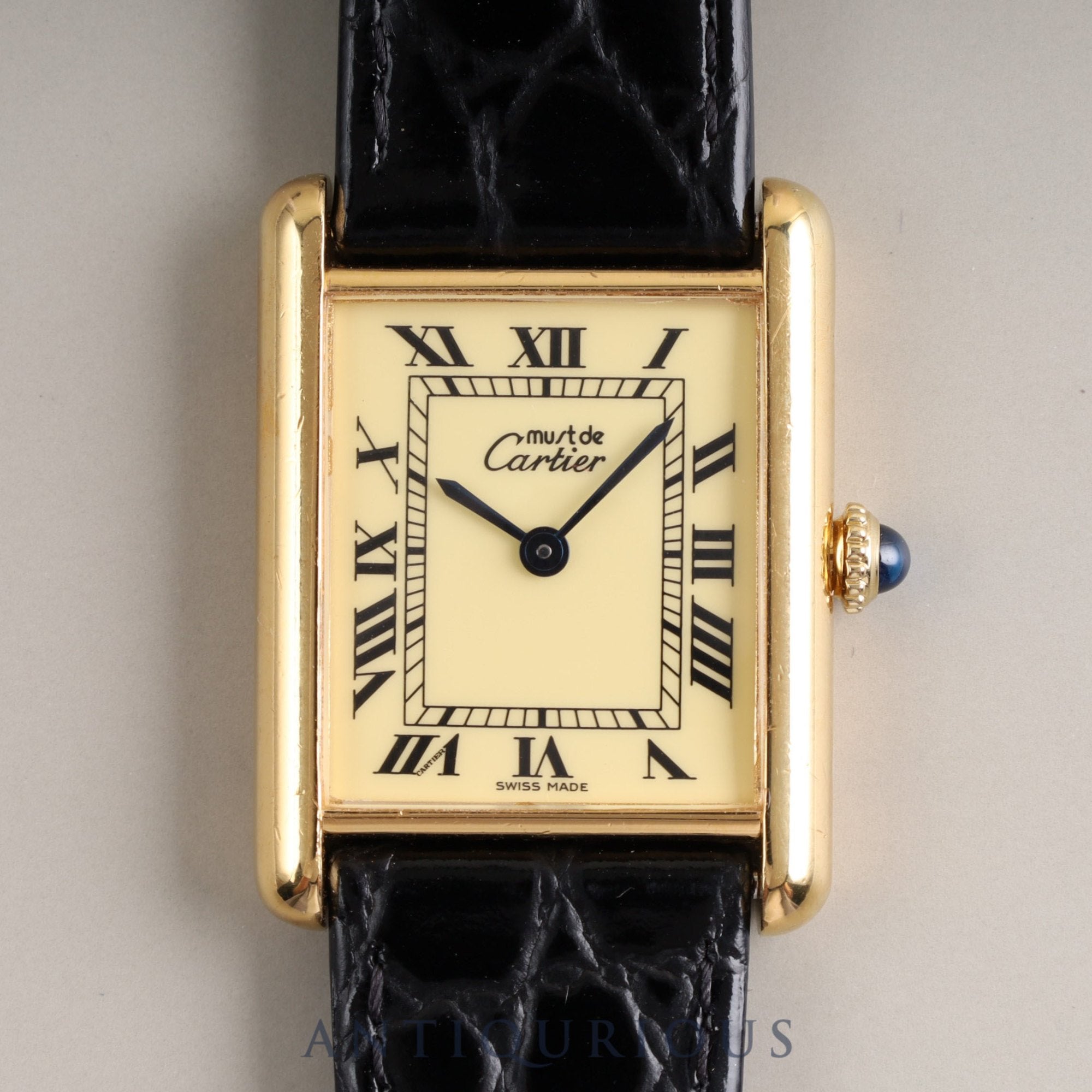 Cartier Must Tank LM Manual Winding 925 Leather Genuine Buckle (GP) Ivory Roman Dial Cartier Boutique Complete Service