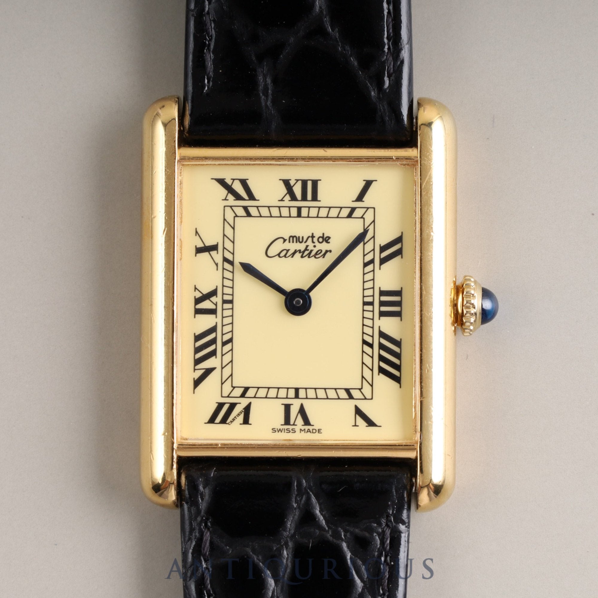 CARTIER Must Tank LM Manual winding 925 Leather Genuine buckle (GP) Ivory Roman dial Cartier boutique complete service