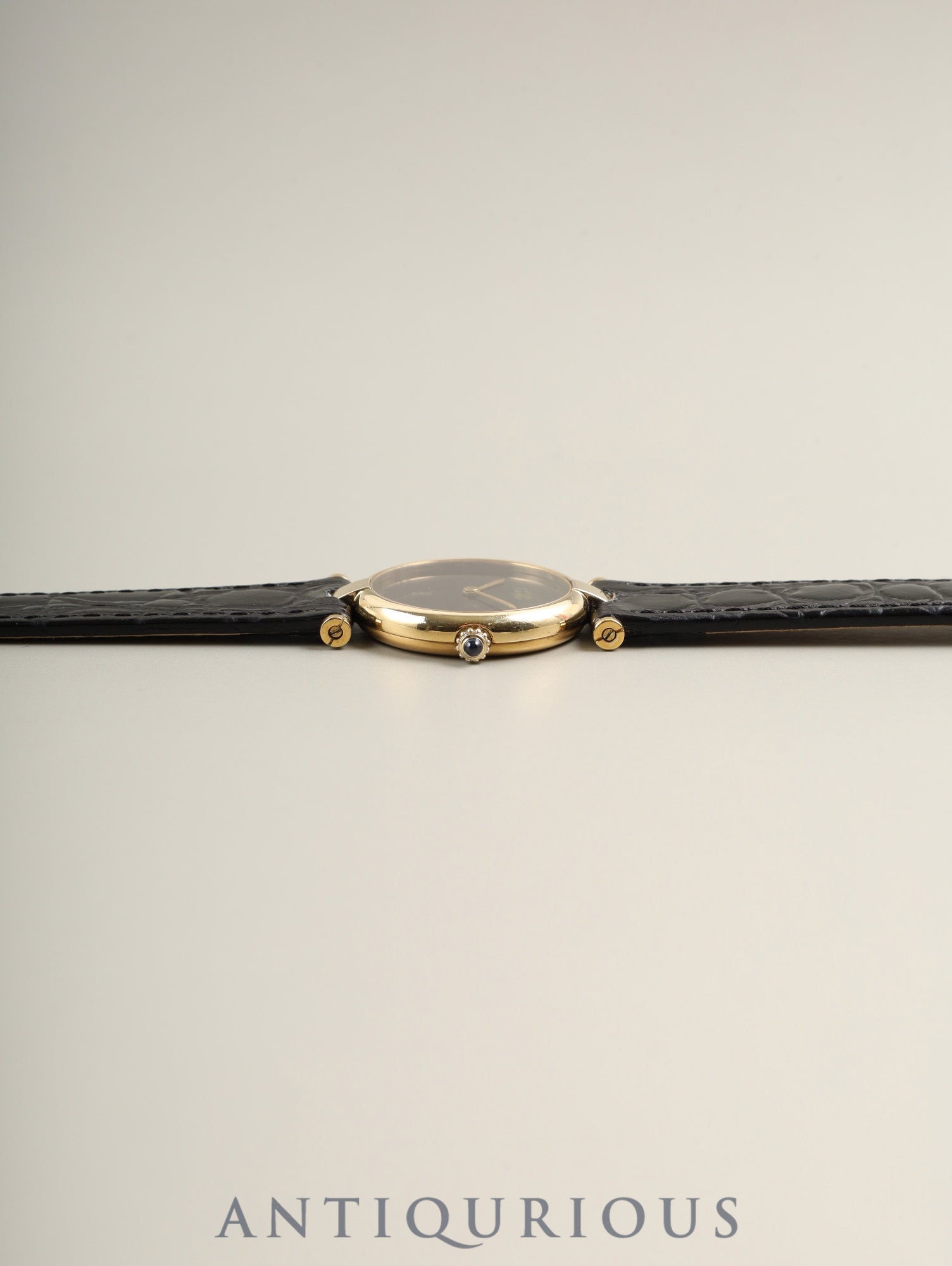 カルティエ マスト ヴァンドーム VLC SM 18 クォーツ Cal.81 SV925 革 純正尾錠（GP） オニキス文字盤 オーバーホール済み