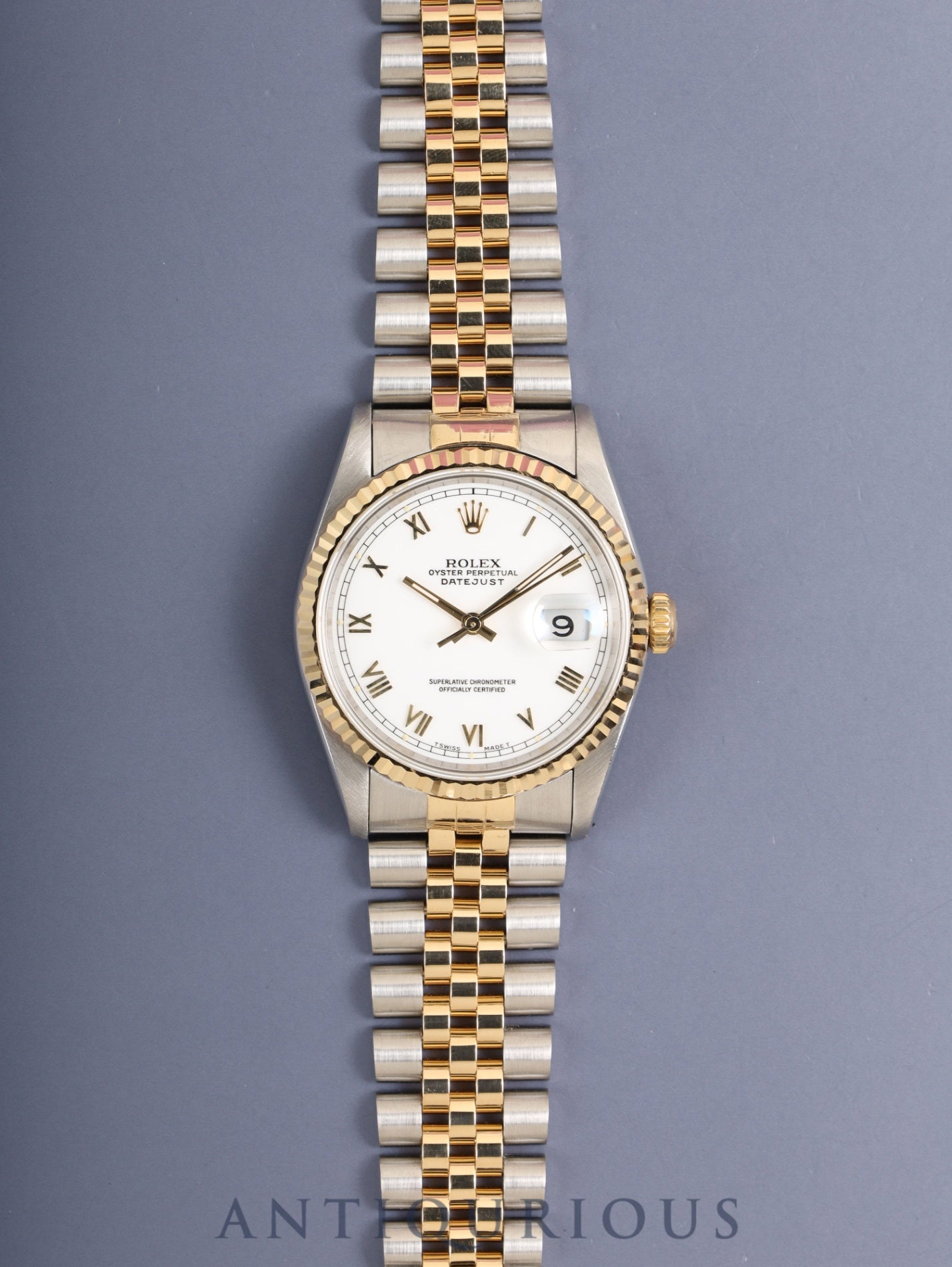 ロレックス デイトジャスト 16233 自動巻き Cal.3135 SS/YG SS/YG ホワイトローマン文字盤 S番台（1993年）保証書（1994年） オーバーホール済み