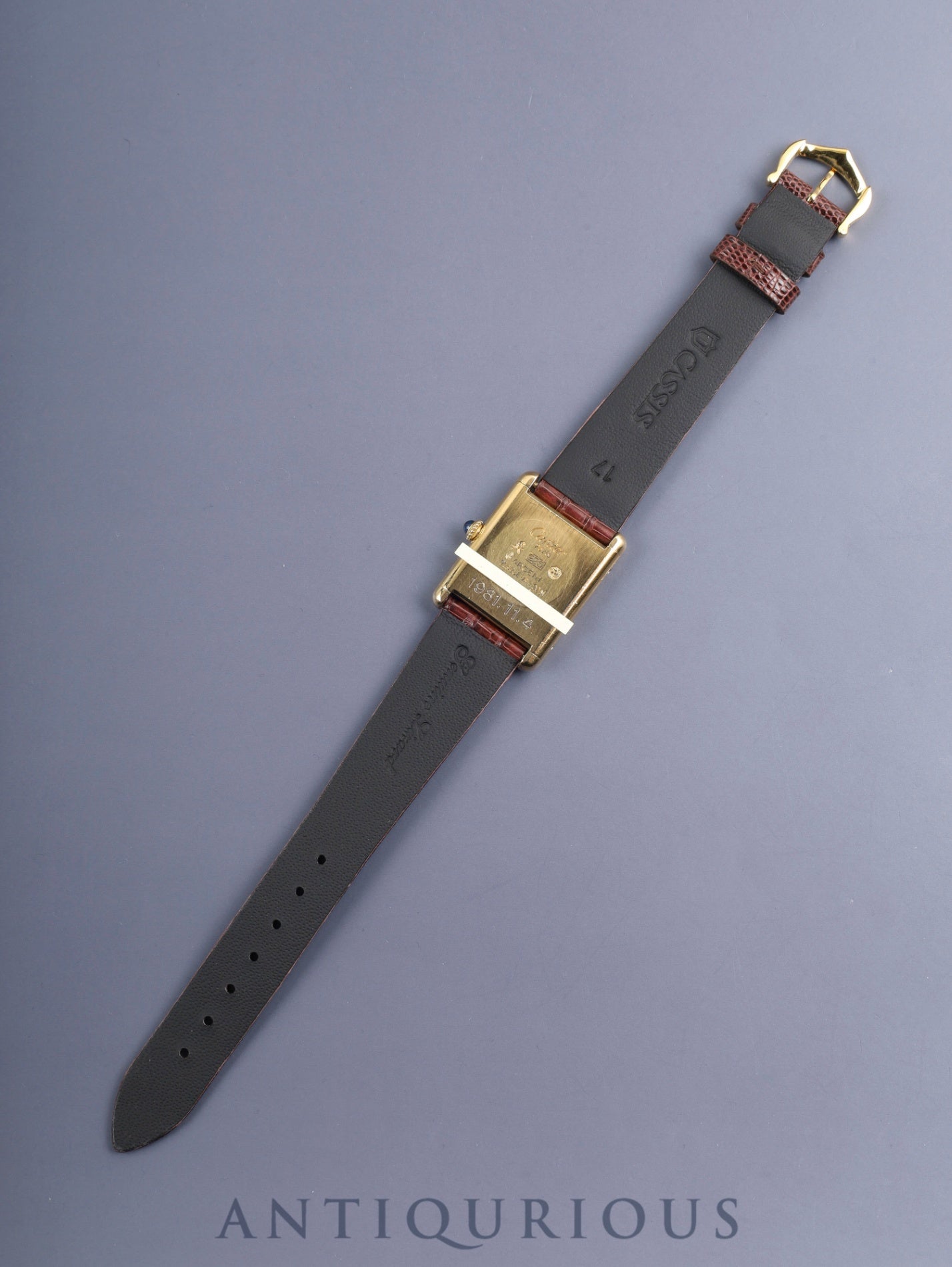 カルティエ マストタンク LM 手巻き Cal.78-1 SV925 革 純正ピンバックル（GP）マホガニー文字盤（SWISS表記） オーバーホール済み ※ケース裏彫り有り