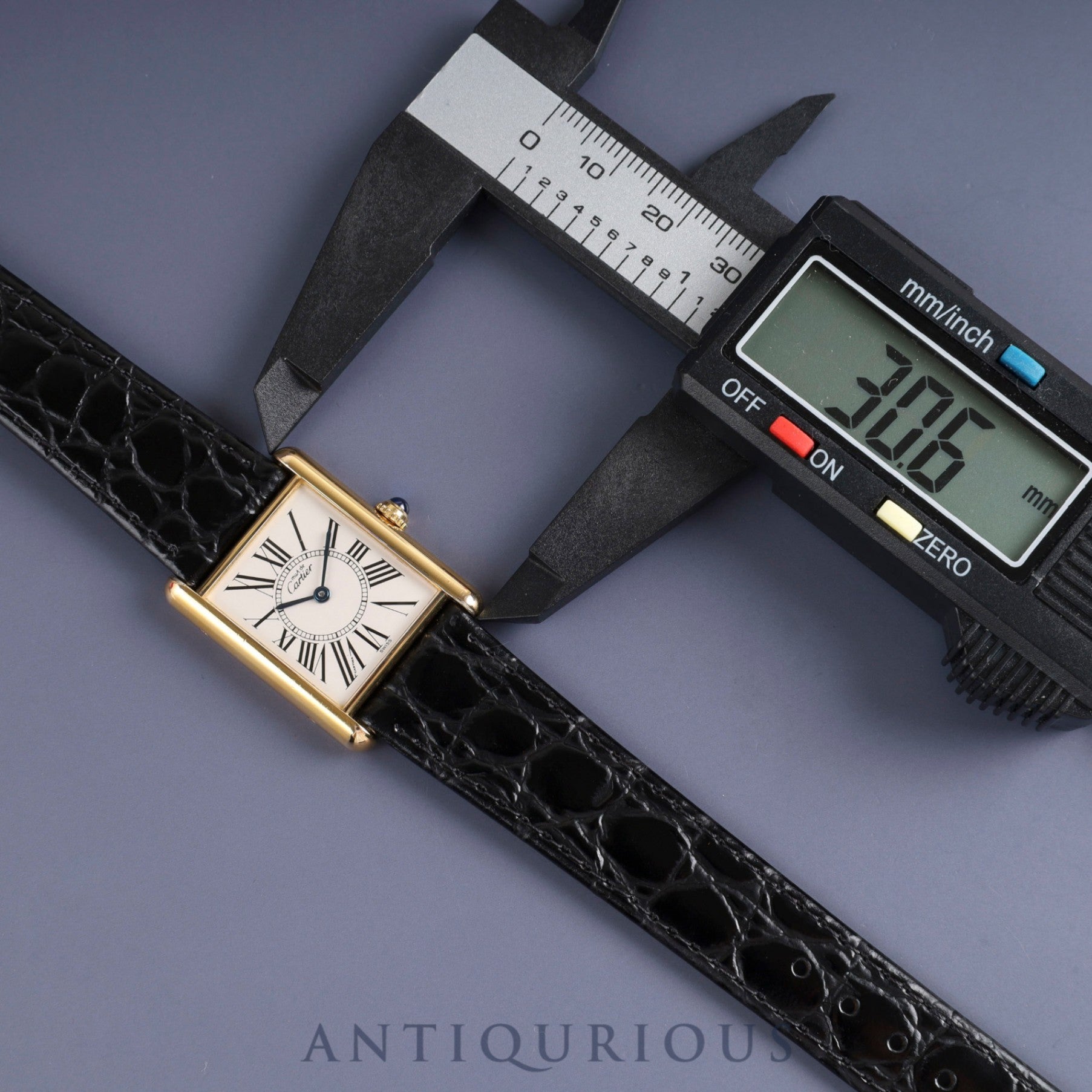 Cartier Must Tank LM 590005 Quartz Cal.90 SV925 Leather Genuine Buckle (GP) Opalan Dial Overhauled