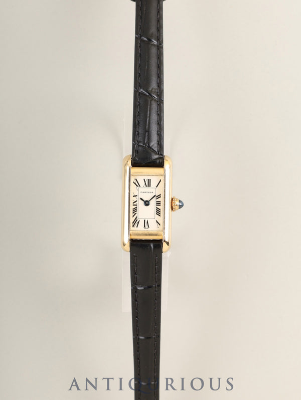 カルティエ タンク アロンジェ SM W1501753 / 828004 クォーツ Cal.028（ETA280.002） 750YG 革 社外ピンバックル（GP） アイボリーローマン文字盤 オーバーホール済み