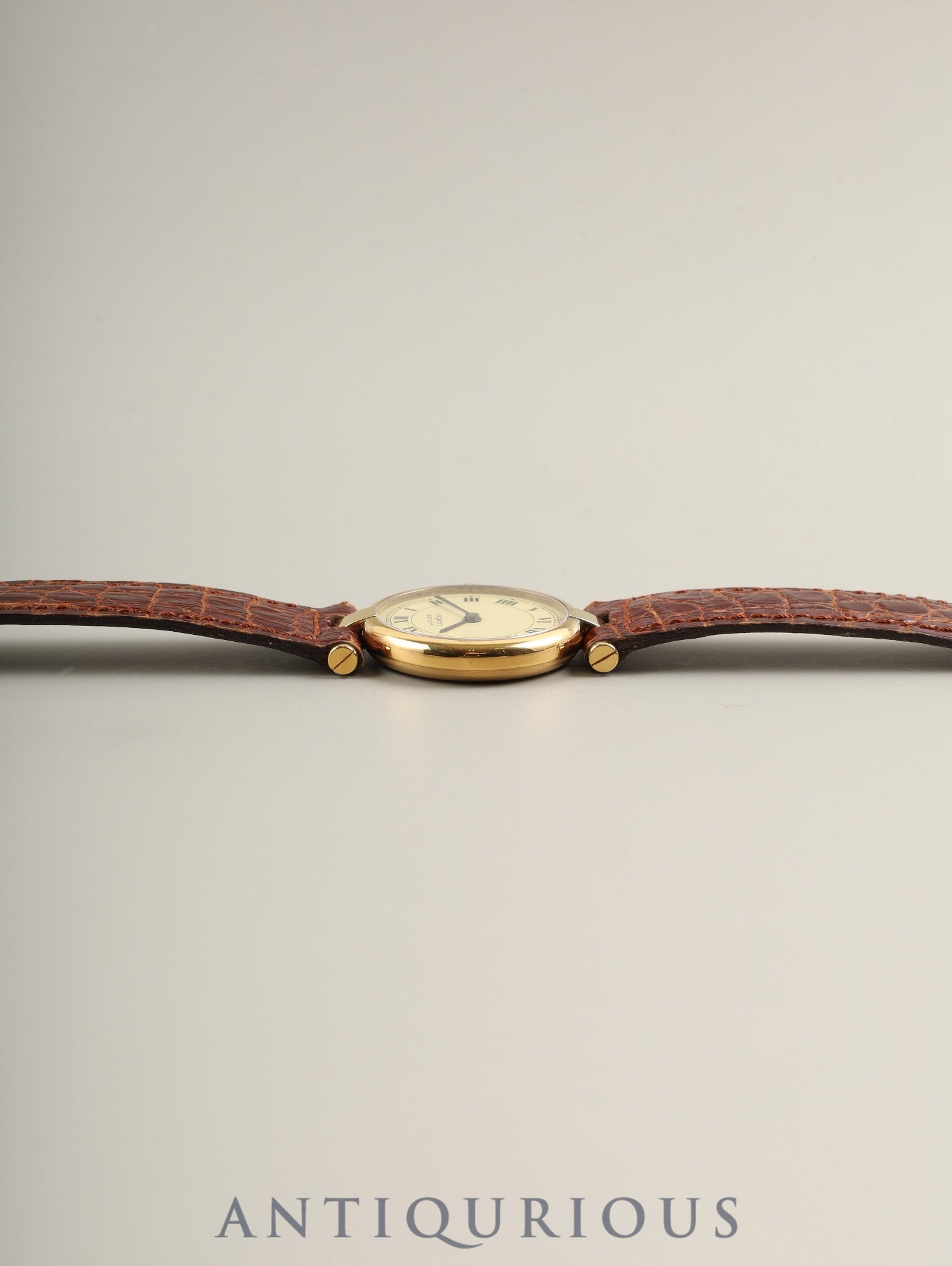 カルティエ ヴァンドーム VLC SM 590004 クォーツ Cal.90 SV925 純正革ベルト 純正尾錠（GP）アイボリーローマン文字盤 冊子 保証書（1990年）オーバーホール済み