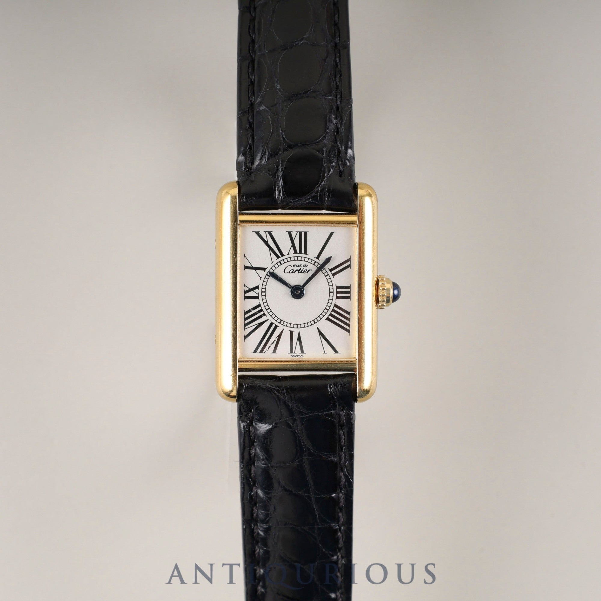カルティエ マストタンク SM W1005554 / 5057001 クォーツ Cal.057 SV925 革 純正Dバックル（GP） オパラン文字盤 1982年頃～1995年頃 箱 ケース 冊子 オーバーホール済み