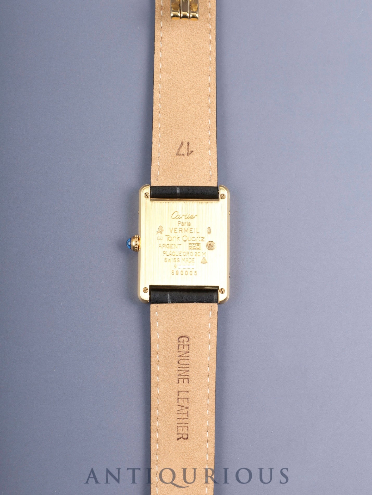 Cartier Must Tank LM 590005 Quartz Cal.90 SV925 Leather Genuine D-Buckle (GP) Opaline Dial (SWISS marking) Overhauled Polished