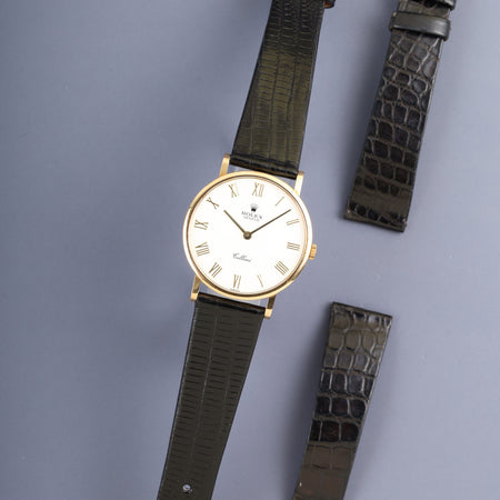 ロレックス チェリーニ 5112 手巻き Cal.1602 750YG 革 純正ピンバックル（750YG） ホワイトローマン文字盤 W番（1994年～1995年）オーバーホール済み