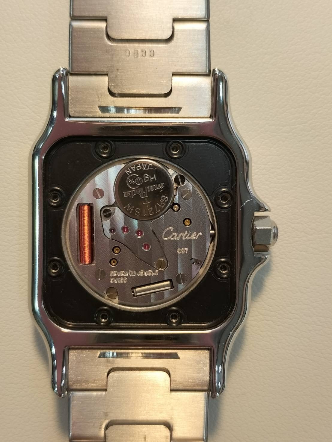 Cartier Santos Galbee LM W20018D6/1564 Quartz Cal.687 SS SS White Roman Dial Overhauled