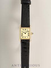 カルティエ マストタンク SM W1003153 /  1613 クォーツ Cal.057  SV925 革  純正尾錠（GP）アイボリーローマン文字盤（SWISS表記）箱 冊子 保証書（1997年）オーバーホール済み