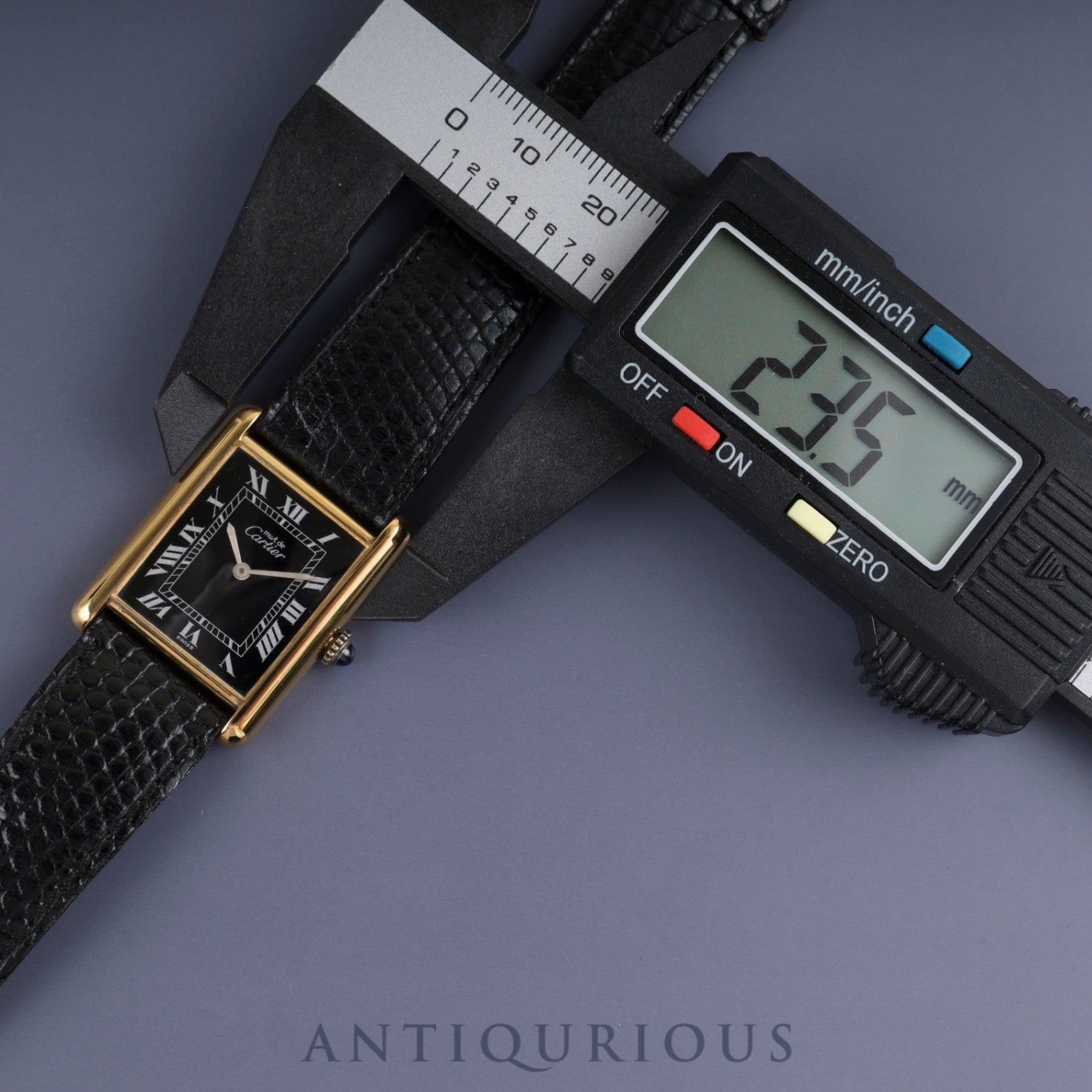Cartier Must Tank LM Manual winding Cal.78-1 SV925 Genuine leather strap Genuine buckle Black Roman dial Warranty (1978) Overhauled