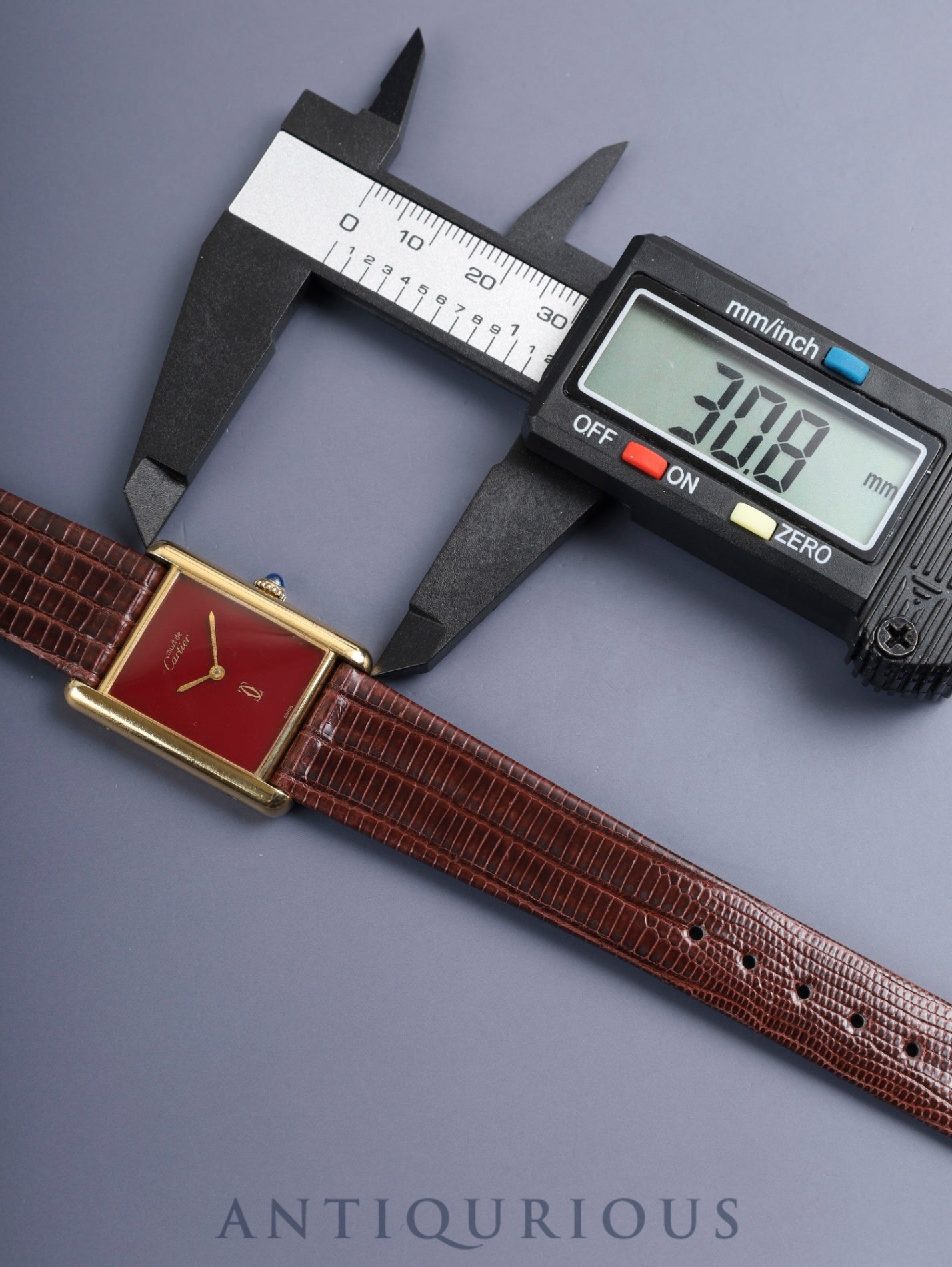 カルティエ マストタンク LM 手巻き Cal.78-1 SV925 革 純正ピンバックル（GP）ガーネットダイアル ボルドー文字盤（SWISS表記） 箱 オーバーホール済み