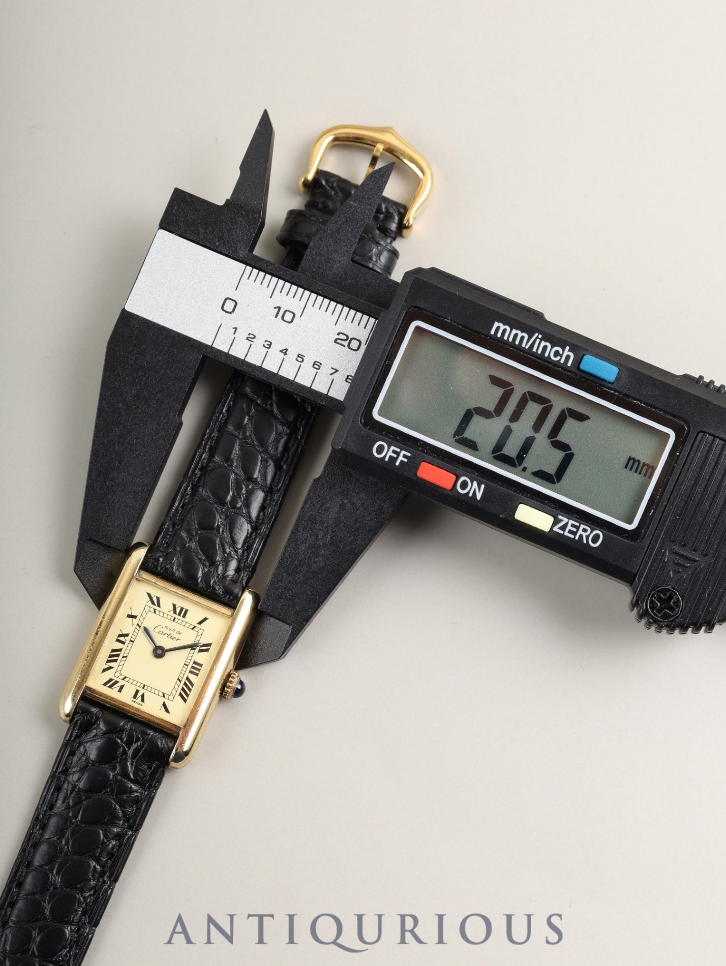 Cartier Must Tank SM Manual Winding Caliber 78-1 SV925 Leather Strap with Genuine GP Buckle Ivory Dial (SWISS Marking) Circa 1976-1981 Overhauled