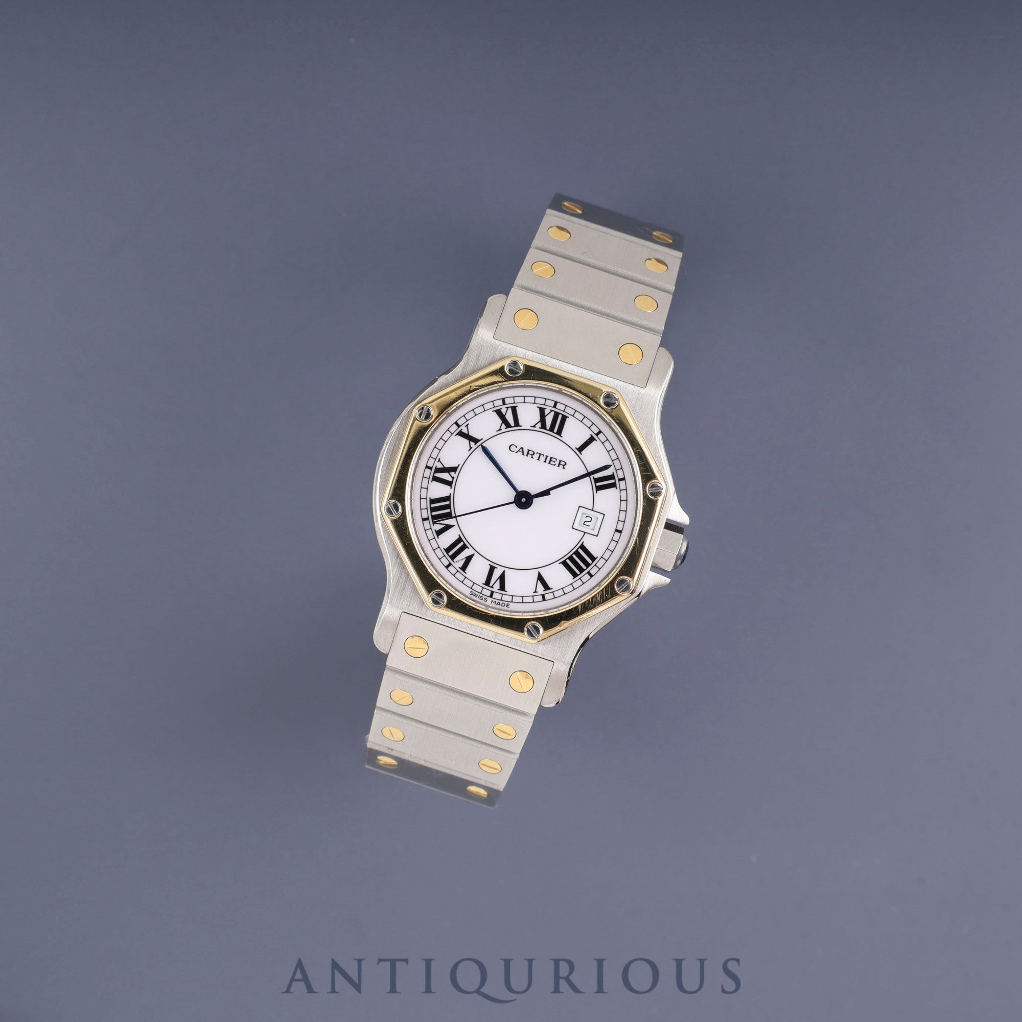 Cartier Santos Octagon LM 2966 Automatic, Stainless Steel/Yellow Gold, White Roman Dial, Completely Serviced at a Cartier Boutique