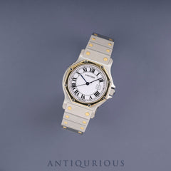 Cartier Santos Octagon LM 2966 Automatic, Stainless Steel/Yellow Gold, White Roman Dial, Completely Serviced at a Cartier Boutique