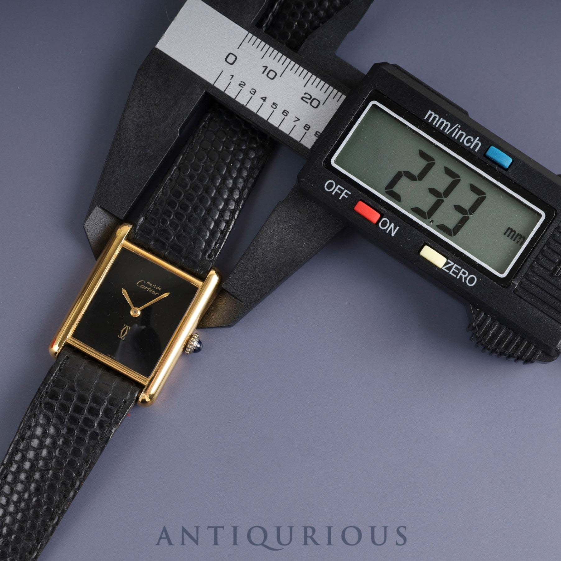 【 ほぼ 新品 】Cartier ブラックレザーベルト タンクマスト LM カルティエ マストタンク LM 手巻き Cal.78-1 SV925 純正革