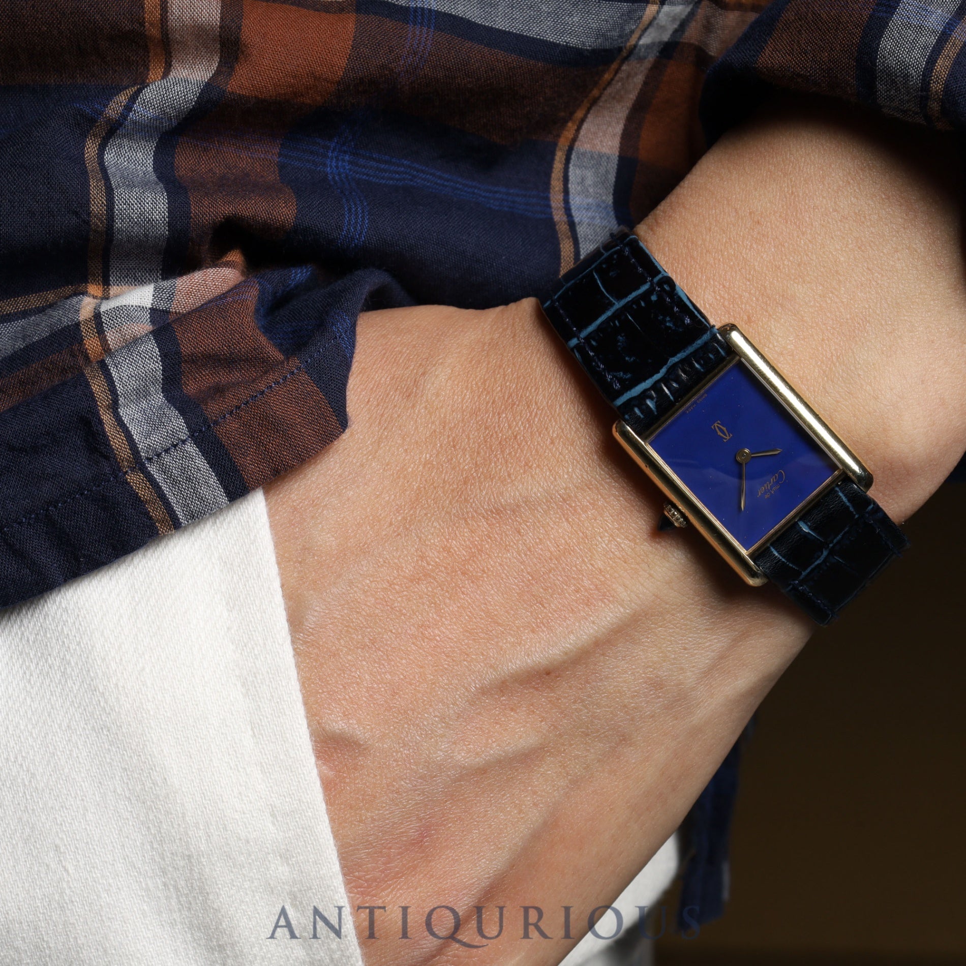 Cartier Must Tank LM Manual Winding SV925 Lapis Lazuli Dial Box Cartier Boutique Complete Service