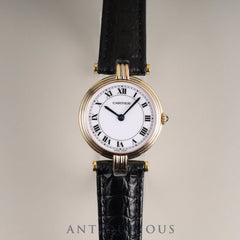 Cartier Vendome VLC SM 881004 Quartz 18K Leather Genuine D-buckle (GP) Trinity Three Gold White Roman Dial Complete service (full maintenance) completed at Cartier boutique