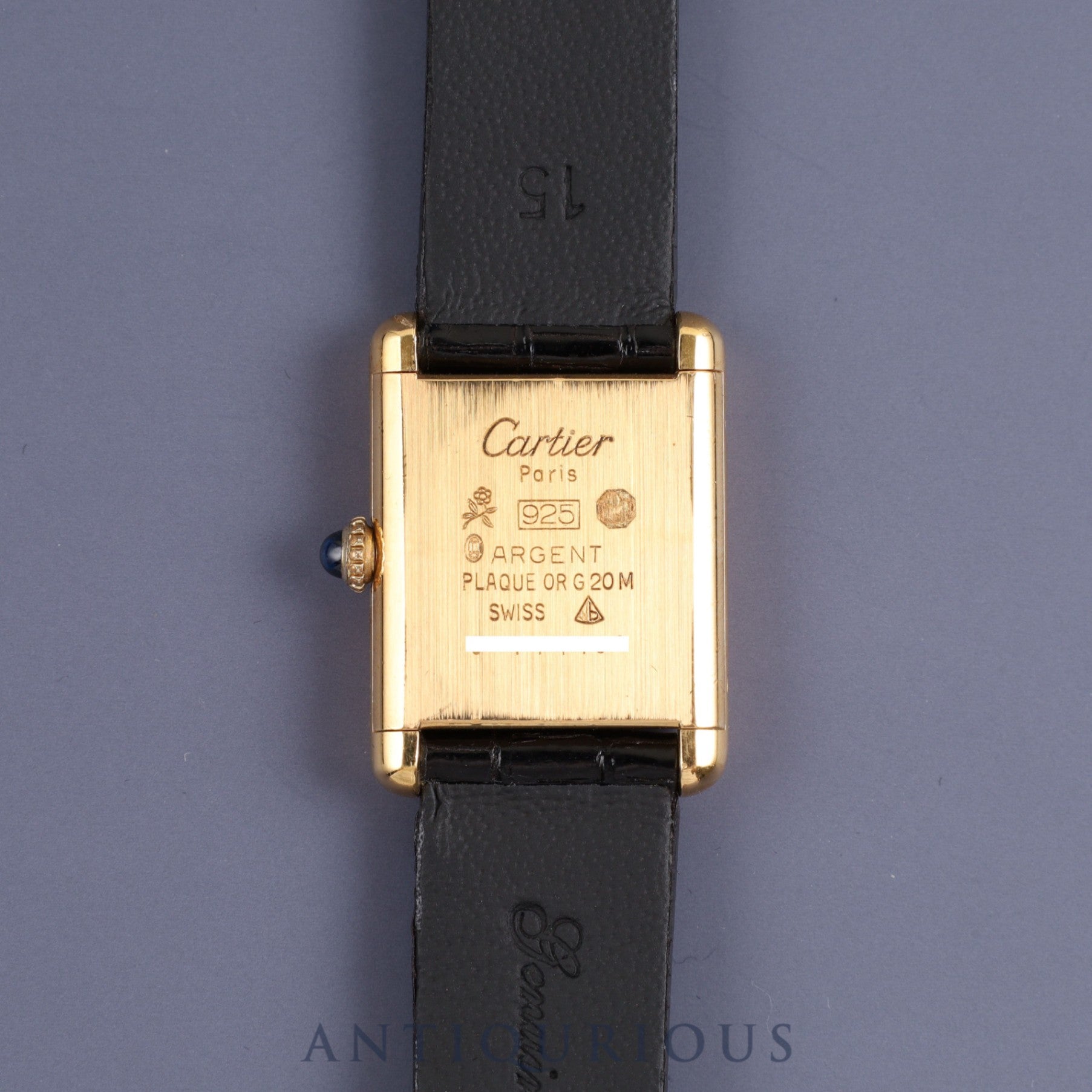 Cartier Must Tank SM Manual winding Cal.78-1 925 Leather Genuine buckle (GP) Black onyx dial Overhauled