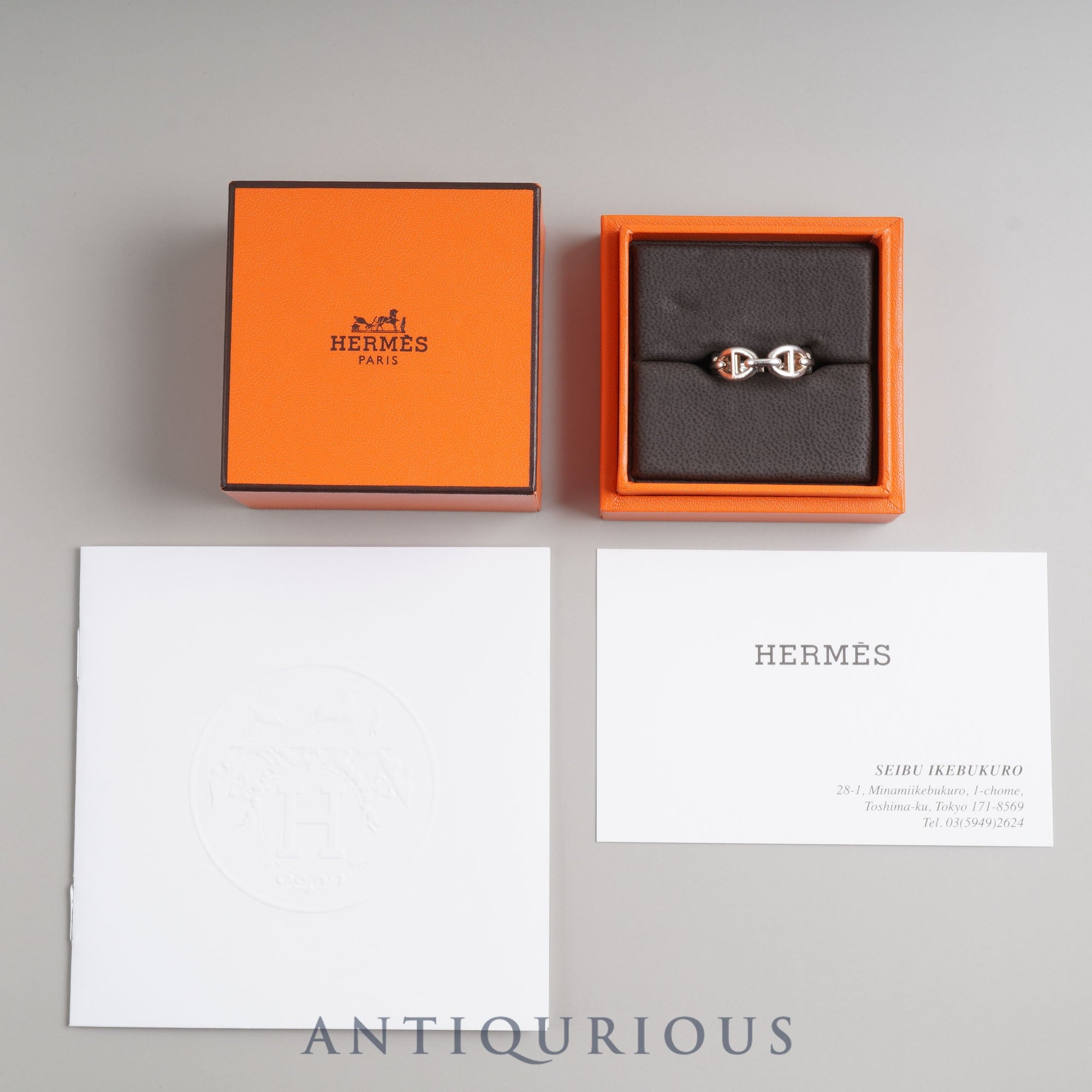 HERMES Ring Chaine d'Ancre Anchainée #55 AG925 Box