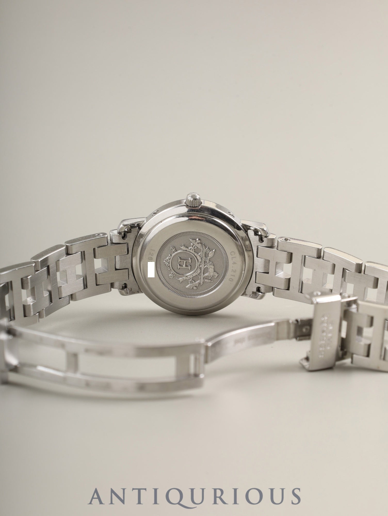 エルメス クリッパー CL4.210 クォーツ SS SS グレー文字盤 保証書