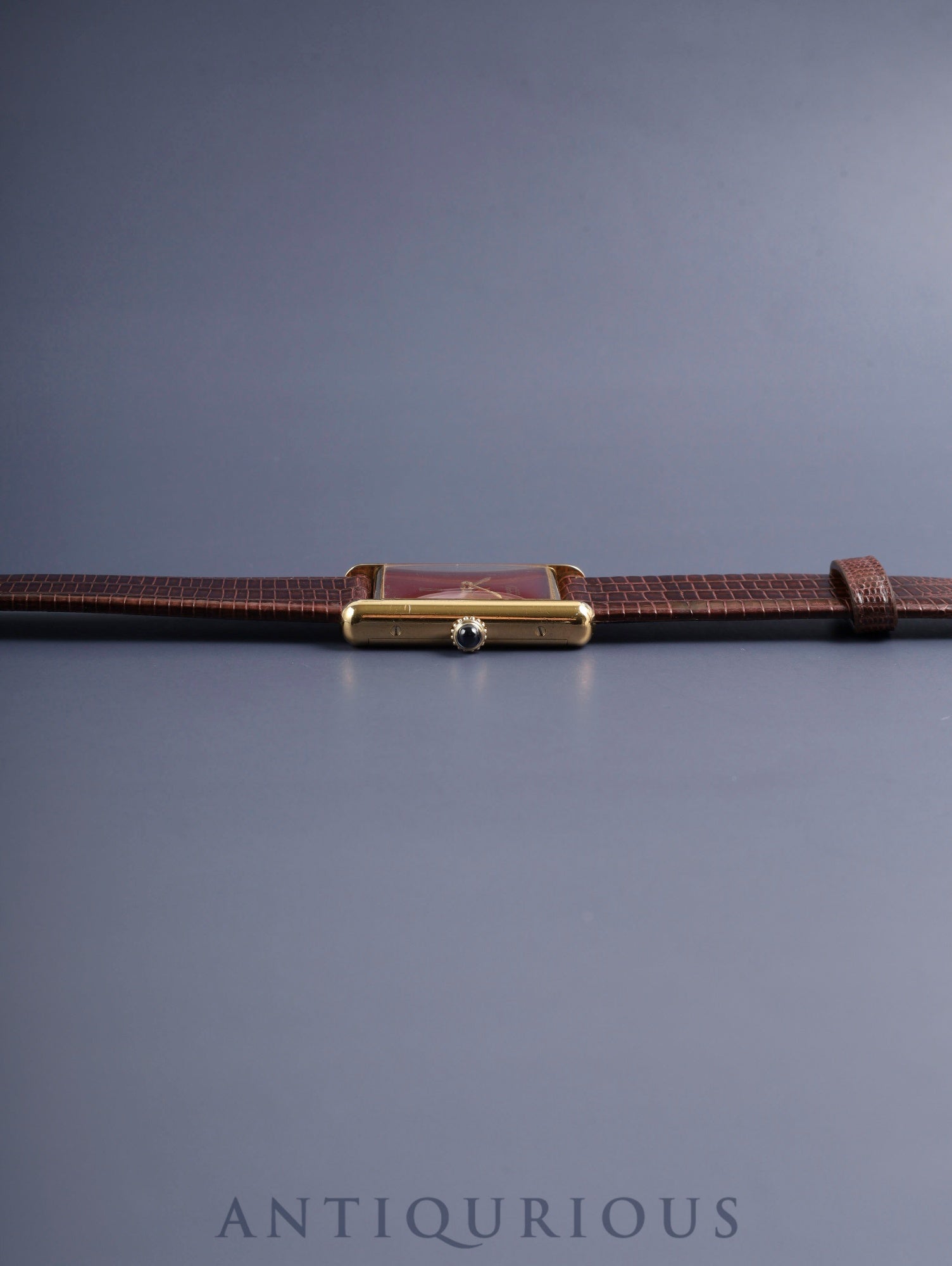 カルティエ マストタンク LM 手巻き Cal.78-1 SV925 革 純正ピンバックル（GP）ガーネットダイアル ボルドー文字盤（SWISS表記） 箱 オーバーホール済み