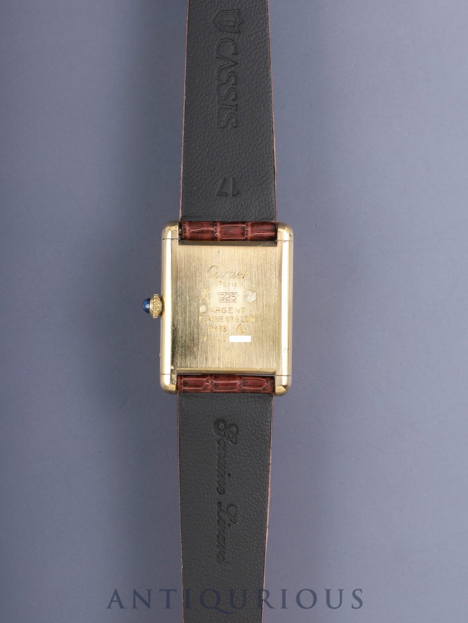 Cartier Must Tank LM, manual winding, Caliber ETA2512-1, SV925, leather, genuine buckle (GP), ivory Roman dial (SWISS markings), circa 1976-early 1980s, overhauled.